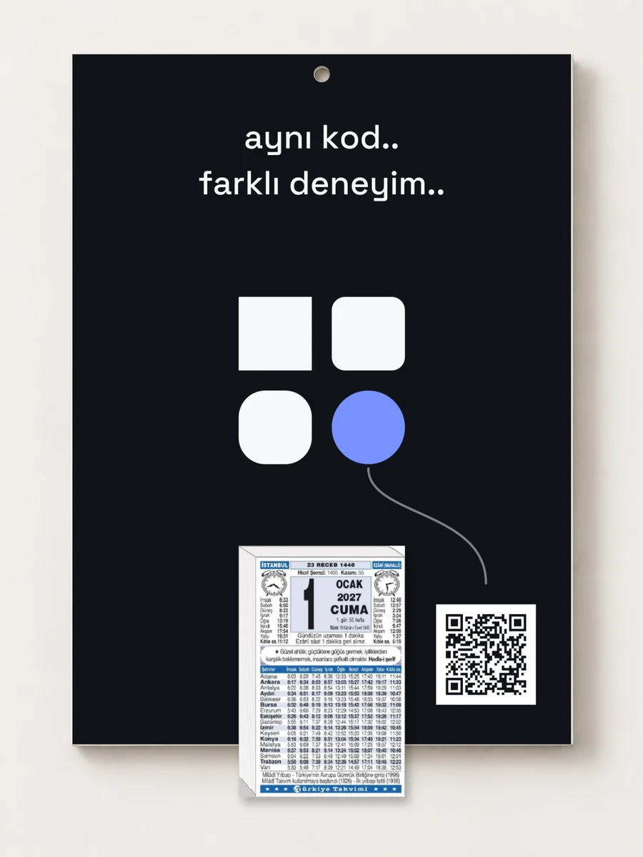 günce — siyah kart, “aynı kod.. farklı deneyim..”